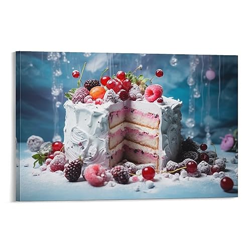 AYAROS Romantische Kuchenmalerei-Poster, wunderschöne warme Frucht-Dessert-Leinwand-Kunstdrucke, Malerei für Haus und Zimmer von AYAROS