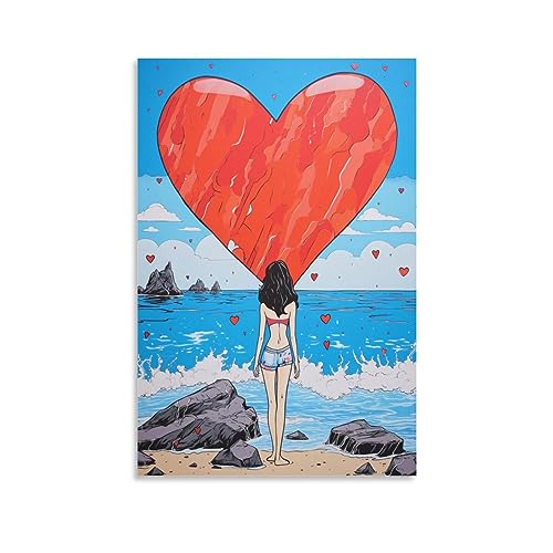AYAROS Romantische Liebe Malerei Poster Cartoon Herz Liebe Frau Leinwand Wandkunst Drucke Malerei für Haus Zimmer von AYAROS