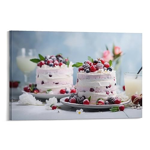 AYAROS Schöne Obstkuchenmalerei Poster Amerikanischen Stil Beeren Desserts Leinwand Wandkunst Drucke Malerei für Haus Zimmer von AYAROS