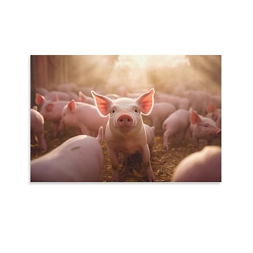 AYAROS Sunshine Piggy bedruckte Leinwand Poster Bauernhaus Schwein niedliche lustige Tiere Wanddekoration geeignet für Wohnzimmer Schlafzimmer von AYAROS