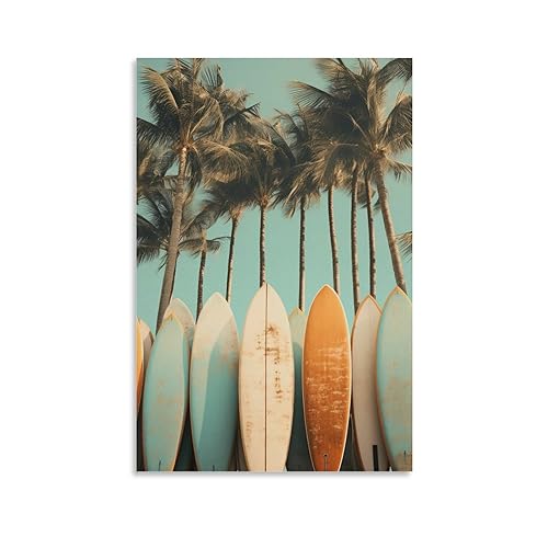 AYAROS Surfbretter Palmen Kunst Poster Drucke Meer Natur Landschaft Moderne Mode Leinwand Wanddekoration Kunstwerk für Home Office von AYAROS