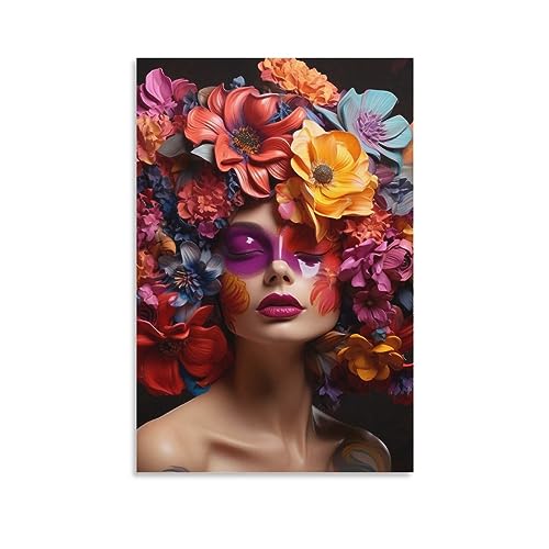 AYAROS Trendige Frauen Kunst Poster Drucke Wunderschöne Bunte Blume Mode Leinwand Wanddekoration Kunstwerk für Home Office von AYAROS