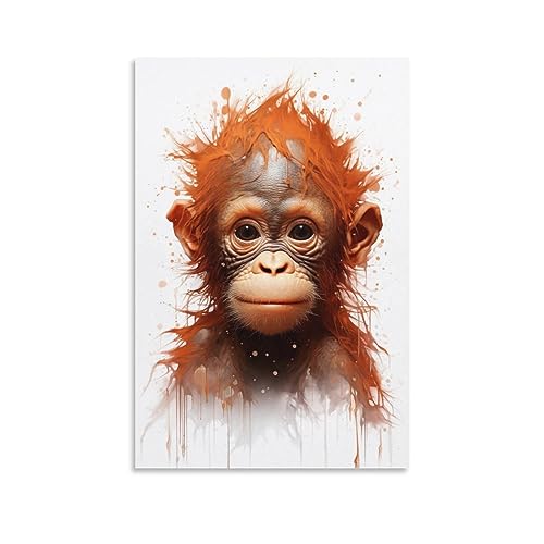 Abstrakte Orang-Utan Wandkunst Leinwand Poster Orange Haar Primaten Moderne Vintage Wanddekoration Poster Schlafsaal Dekor Malerei Kunst von AYAROS