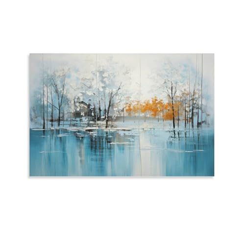 Abstrakter Baum Wandkunst Leinwand Poster Aquarell Klar See Oberfläche Pflanzen Wanddekoration Poster Schlafsaal Dekor Malerei Kunst von AYAROS
