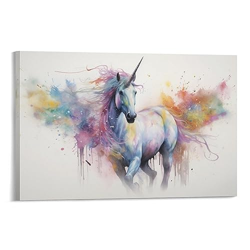 Abstraktes Einhorn Wandkunst Leinwand Poster Schöne Retro Bunte Tier Wanddekoration Poster Schlafsaal Dekor Malerei Kunst von AYAROS