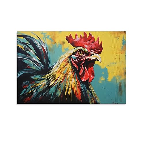 Americana Huhn Kunst Poster Drucke Bunte Rustikale Tier Abstrakt Mode Leinwand Wanddekoration Kunstwerk für Home Office von AYAROS