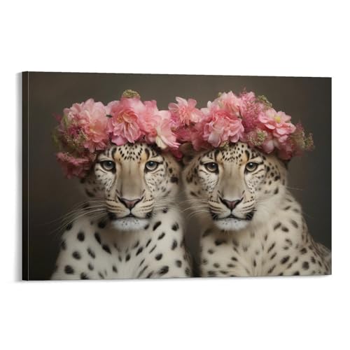 Blume Krone Tier Malerei Poster Rosa Vintage Schwarz Gepunktet Leopard Leinwand Wandkunst Drucke Malerei für Haus Zimmer Blume Krone Tier Malerei Poster Rosa Vintage Schwarz Gepunktet Leopard Leinwand Wandkunst Drucke Malerei für Haus Zimmer von AYAROS