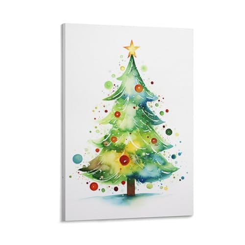 Bunte Weihnachten Tre Wandkunst Leinwand Poster Sterne Weiße Lichter Urkomisch Zeitgenössische Wanddekoration Poster Schlafsaal Dekor Malerei Kunst von AYAROS