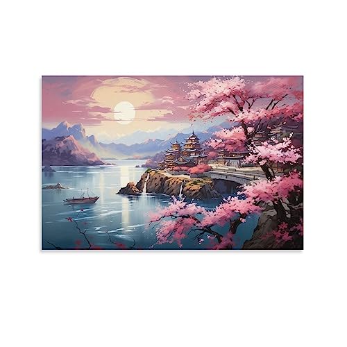 Chinesische Retro Landschaft Leinwand Kunst Poster Berg und Fluss Karte Rustikale Wand Poster Schlafsaal Dekor Malerei Kunst von AYAROS