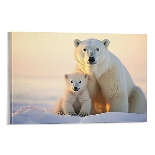 Cool White Bear Malerei Poster Sonne Schnee Tier Moderne Stil Leinwand Wandkunst Drucke Malerei für Haus Zimmer von AYAROS