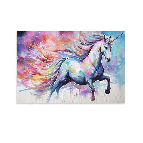 Coole Einhorn Wandkunst Leinwand Poster Niedliche charmante Tiere Aquarell Wanddekoration Poster Schlafsaal Dekor Malerei Kunst von AYAROS