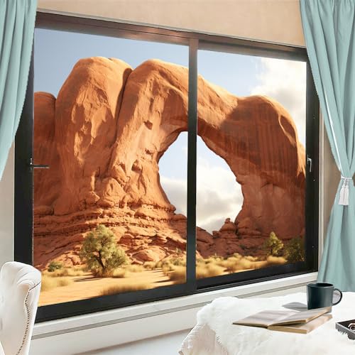 Gorgeous Arch Buntglas-Fensterfolie, Sonnenschein, herrlich, modern, Berge, Unkraut, Sichtschutz, Fensterfolie, nicht klebende Glasfolie, dekorative statische Frischhaltefolie für Zuhause, Büro, 90 x Gorgeous Arch Buntglas-Fensterfolie, Sonnenschein, herrlich, modern, Berge, Unkraut, Sichtschutz, Fensterfolie, nicht klebende Glasfolie, dekorative statische Frischhaltefolie für Zuhause, Büro, 90 x von AYAROS