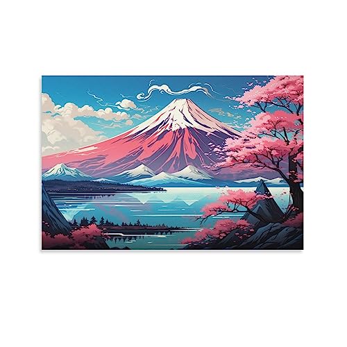 Japanische berühmte Berge Leinwandkunst für Schlafzimmer, abstrakte Landschaft, Bäume, Wanddekoration, Poster für Zimmer, ästhetisch von AYAROS