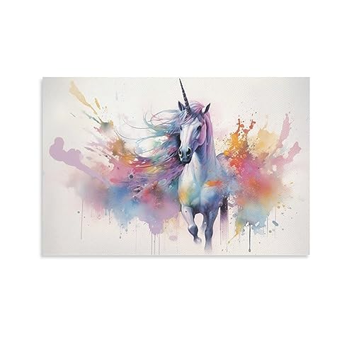 Niedliche Einhorn Wandkunst Leinwand Poster Abstrakt Bunt Fantastische Tier Wanddekoration Poster Schlafsaal Dekor Malerei Kunst von AYAROS