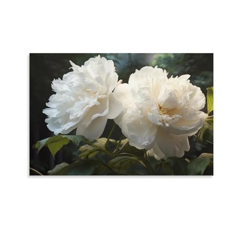 Pfingstrose Blume Wandkunst Leinwand Poster Natürliche Vintage Weiße Blume Bilder Wanddekoration Poster Schlafsaal Dekor Malerei Kunst von AYAROS