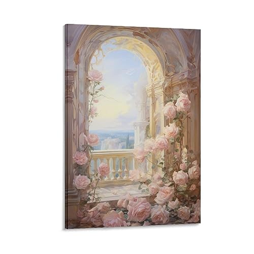 Schöne Blumen Wandkunst Leinwand Poster Europäischen Stil Retro Schloss Tor Wanddekoration Poster Schlafsaal Dekor Malerei Kunst von AYAROS