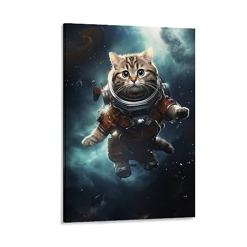 Space Animal Art Poster Prints Modern Funny Astronaut Cat Fashion Canvas Wall Decor Artwork for Home Office von AYAROS