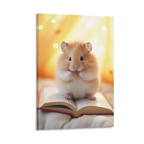 Studious Hamster Malerei Poster Sonnig Lustig Tier Leinwand Wandkunst Drucke Malerei für Haus Zimmer von AYAROS