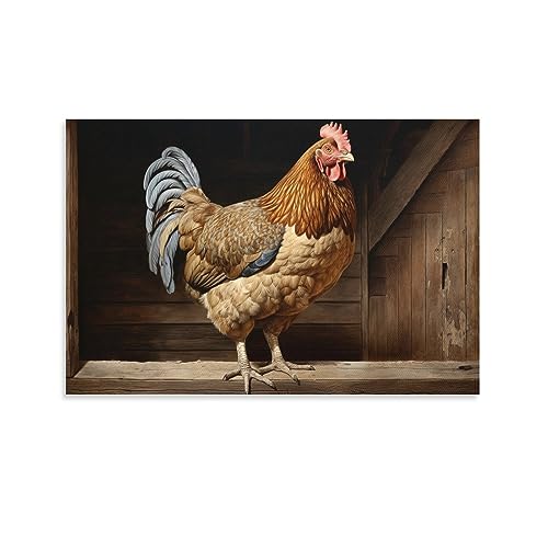 Vintage Hahn Wandkunst Leinwand Poster Bauernhaus Huhn Tier Wanddekoration Poster Schlafsaal Dekor Malerei Kunst von AYAROS