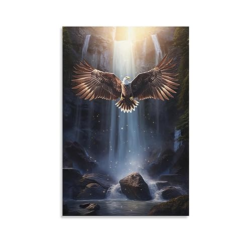 Wasserfall Adler bedruckte Leinwand Poster Natural Glam Tier Cool Bird Wanddekoration geeignet für Wohnzimmer Schlafzimmer von AYAROS