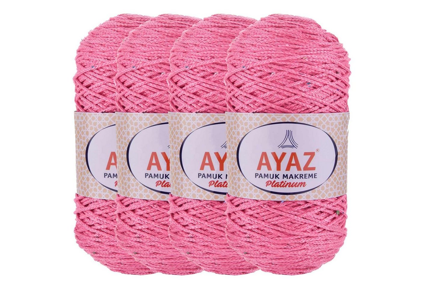 AYAZ 4 x 250g Strickgarn Pamuk Makreme Platinum Farbwahl Effektgarn, 265 m, 1236 pink AYAZ 4 x 250g Strickgarn Pamuk Makreme Platinum Farbwahl Effektgarn, 265 m, 1236 pink von AYAZ