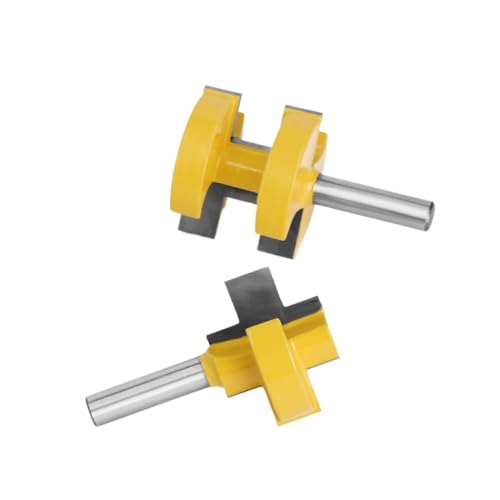 2 stücke Set 8MM Schaft Große Größe T-Slot Quadratischen Zahn Zapfen Bit Fräser Carving Router Bits for holz Werkzeug Holzbearbeitung von AYAZER
