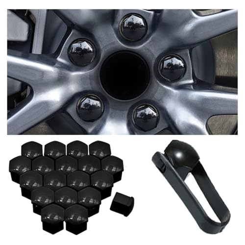 20 Stück Radmutternkappen, für Audi A4 B5/A4 Quattro/A4 Avant/A4 Es/A5 S/A5 B8/A6 Sportback sechseckige Reifenmutternabdeckungen mit Entfernungswerkzeugsatz,17mm-A von AYBEN