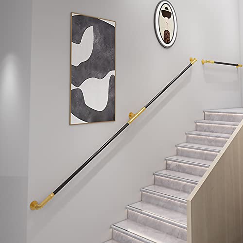 Schwarz-goldener, rutschfester Treppenhandlauf für Zuhause, an der Wand montierter, 4/8/12 Fuß langer Sicherheitshaltegriff, Schutzgeländer für Balkon und Veranda (3,6 m) von AYDANVAN