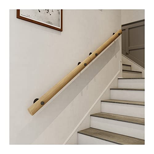 Treppenhandlauf, an der Wand montierter barrierefreier Geländergriff aus Holz mit Metallhalterungen, langer 30–300 cm langer Stangen-Korridor-Dachboden-Sicherheitstreppengriff/200 cm von AYDANVAN