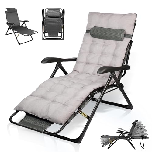 AYDFUORT Sonnenliege Klappbar, Liegestuhl Garten, Klappbare Gartenliege Verstellbar Rückenlehne, Relaxsessel Garten Mit Auflage Polster, Getränkehalter, Liegestuhl Balkon Belastbar150kg (Grau) von AYDFUORT