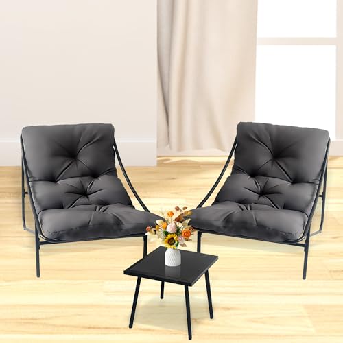 Balkonmöbel Set 3 teilig, Terrassenmöbel 2 Stühle mit Sitzkissen und Tisch, Gartentisch mit Stühlen, Balcony Furniture, Balkonmöbel Set für Kleinen Balkon, für Terrasse, Balkon (Grau, 90 x 69 x 80CM) Balkonmöbel Set 3 teilig, Terrassenmöbel 2 Stühle mit Sitzkissen und Tisch, Gartentisch mit Stühlen, Balcony Furniture, Balkonmöbel Set für Kleinen Balkon, für Terrasse, Balkon (Grau, 90 x 69 x 80CM) von AYDFUORT
