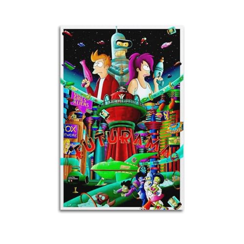 AYERWAENN Futurama (9) Poster, ästhetische Wandkunst, Leinwand, Vintage-Poster, dekoratives Gemälde, Wohnzimmer, Schlafzimmer, Dekoration, 20 x 30 cm, ungerahmter Stil von AYERWAENN