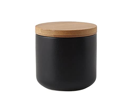 Ceramic Food Storage Jar with airtight Sealed Bamboo lid Sealed Food Storage Container Canister can be Used for Tea, Coffee, Spices, etc. (Black 7.03oz/200ml) von AYES