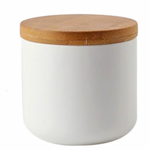 Ceramic Food Storage Jar with airtight Sealed Bamboo lid Sealed Food Storage Container Canister can be Used for Tea, Coffee, Spices, etc. (White 7.03oz/200ml) von AYES