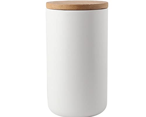 Ceramic Food Storage Jar with airtight Sealed Bamboo lid Sealed Food Storage Container Canister can be Used for Tea, Coffee, Spices, etc. (White 31.67oz/900ml) von AYES