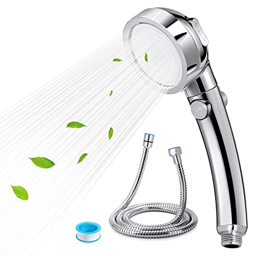 AYESY Duschkopf, Wassersparend Handbrause Duschkopf mit 1.5m Edelstahlschlauch 3 Strahlarten Duschbrause Wasserdrucks Erhöhung Universeller Chrom Brausekopf für Baden Sprühstrahl und Massage (Silber) AYESY Duschkopf, Wassersparend Handbrause Duschkopf mit 1.5m Edelstahlschlauch 3 Strahlarten Duschbrause Wasserdrucks Erhöhung Universeller Chrom Brausekopf für Baden Sprühstrahl und Massage (Silber) von AYESY