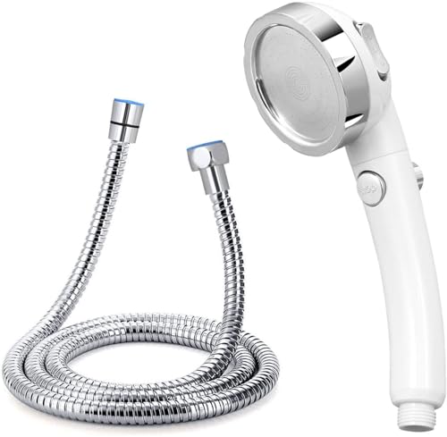 AYESY Duschkopf, Wassersparend Handbrause Duschkopf mit 1.5m Edelstahlschlauch 3 Strahlarten Duschbrause Wasserdrucks Erhöhung Universeller Chrom Brausekopf für Baden Sprühstrahl und Massage (Weiß) AYESY Duschkopf, Wassersparend Handbrause Duschkopf mit 1.5m Edelstahlschlauch 3 Strahlarten Duschbrause Wasserdrucks Erhöhung Universeller Chrom Brausekopf für Baden Sprühstrahl und Massage (Weiß) von AYESY