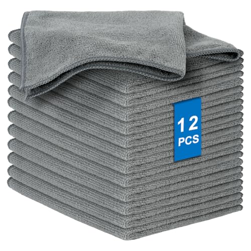AYESY Mikrofaser-Reinigungstuch, 12 Stück Putzlappen Mikrofasertücher Hochsaugfähige Putztücher Set Multifunktionales Küchentuch Streifenfreie Wiederverwendbares Geschirrtuch Für Küche Glas (Grau) AYESY Mikrofaser-Reinigungstuch, 12 Stück Putzlappen Mikrofasertücher Hochsaugfähige Putztücher Set Multifunktionales Küchentuch Streifenfreie Wiederverwendbares Geschirrtuch Für Küche Glas (Grau) von AYESY