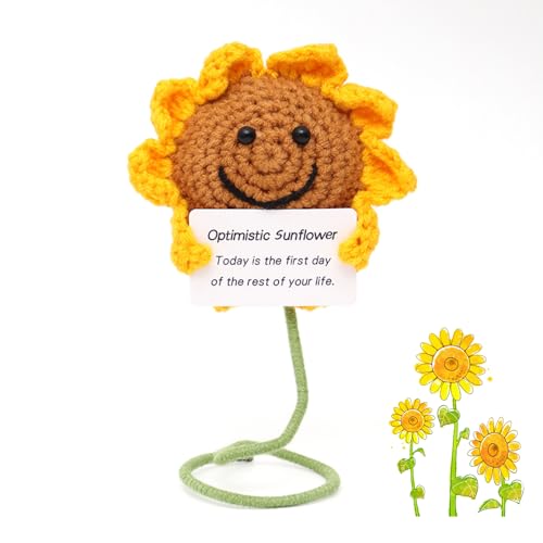 AYEUPZ Positive Sonnenblume Pocket Hug Geschenk,Lustige Positive Sonnenblume Puppes,Creative Wool Sonnenblume Doll mit Positiver Energiekarte,für Home Office Desktop Ornament (Sonnenblume) von AYEUPZ