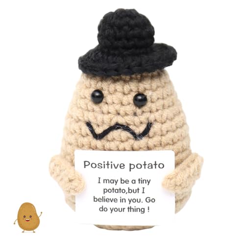 Positive Kartoffel Pocket Hug Geschenk,Lustige Positive Potato Puppes,Creative Wool Potato Doll mit Positiver Energiekarte,für Home Office Desktop Ornament (Kartoffel mit Hut) von AYEUPZ