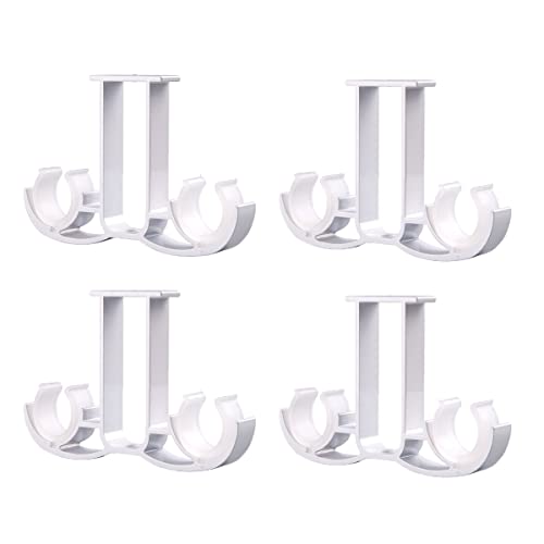 AYGCI 4 Stück Doppel Gardinenstange Halterung Aluminiumlegierung Deckenhalterung Gardinenstangenhalter Vorhang Stange Halter Wandhalterung Mit Schraube (Mattweiß) von AYGCI