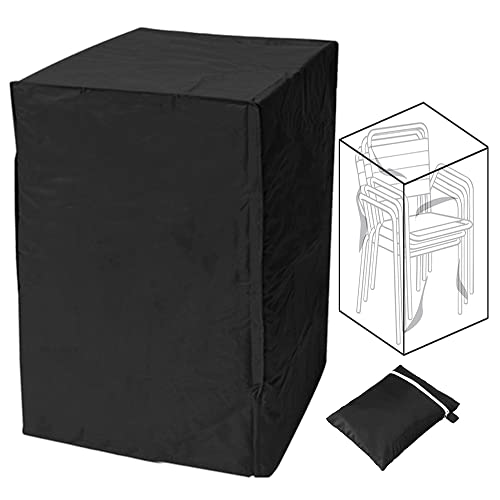 AYGCI Abdeckung für Stapelstühle Schutzhülle für Gartenstühle Stuhlabdeckung Garten Abdeckhaube 210D Oxford Wasserdicht Abdeckplane für Stapelstuhl Schutzhülle Gartenstuhl Schwarz,68x68x120cm von AYGCI