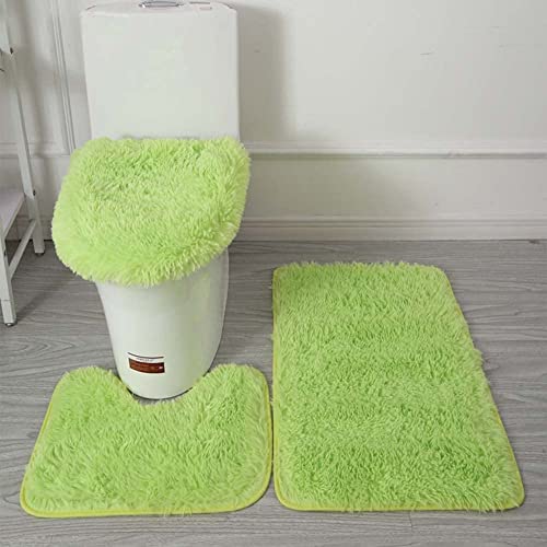 AYGCI Einfarbiger Badteppich 3 Badematten Set Weiche saugfähige, rutschfeste Badematte Waschbar Teppiche Toilettendeckelabdeckung Set von AYGCI