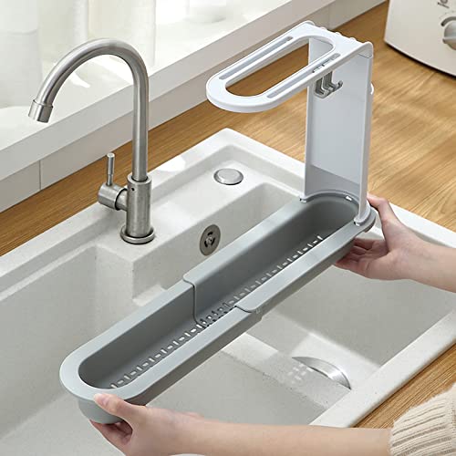 AYGCI Verstellbar Schwammhalter Spülbecken Organizer mit Abtropfschale Teleskop Waschbecken Caddy Organizer Teleskop Spülbecken Organizer Küchenspüle Abflusskorb für Küche Küchen Zubehör (Weiß) AYGCI Verstellbar Schwammhalter Spülbecken Organizer mit Abtropfschale Teleskop Waschbecken Caddy Organizer Teleskop Spülbecken Organizer Küchenspüle Abflusskorb für Küche Küchen Zubehör (Weiß) von AYGCI