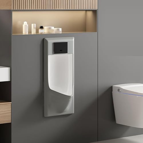 AYHARYLH Automatisches Sensor-Urinal Für Männer,Urinal Muraux Pour Hommes, Spritzwassergeschütztes Urinals Pour Salle De Bain, Garage Pour Adultes(Gray,33x70x3cm/13x27.5x1.2in) von AYHARYLH