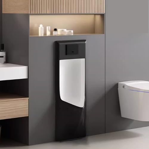 AYHARYLH Automatisches Sensor-Urinal Für Männer,Urinal Muraux Pour Hommes, Spritzwassergeschütztes Urinals Pour Salle De Bain, Garage Pour Adultes(Nero,38x100x3cm/15x39x1.2in) von AYHARYLH