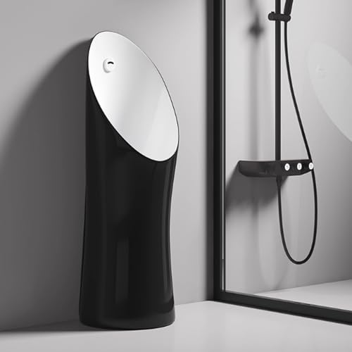 AYHARYLH Bodenstehendes Urinal Für Männer, Kommerzielles Auswaschurinal, Auslaufsicheres Urinal Für Männer, Automatische Spülung, Keramikmaterial(Black+White) von AYHARYLH
