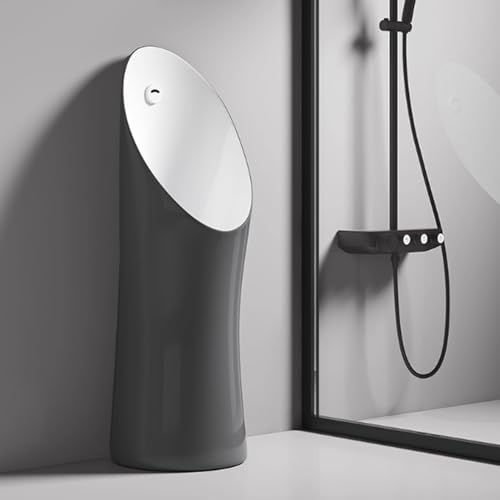 AYHARYLH Bodenstehendes Urinal Für Männer, Kommerzielles Auswaschurinal, Auslaufsicheres Urinal Für Männer, Automatische Spülung, Keramikmaterial(Gray+White) von AYHARYLH