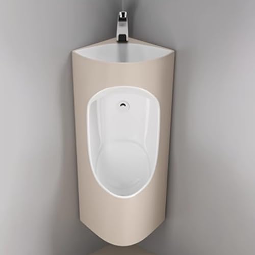 AYHARYLH Eck Urinale Für Herren Badezimmer, Urinale Für Männer Wandmontiertes Herrenurinal Für Ecken, Haushalts-/Gewerbebereich-Urinal(Beige) von AYHARYLH