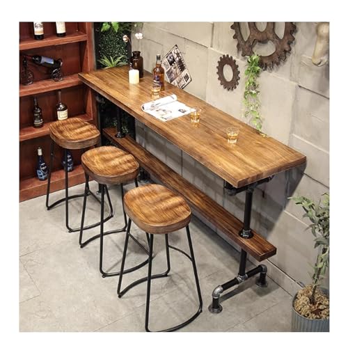 AYHARYLH Industrieller Esstisch Aus Massivholz Für Die Küche In Thekenhöhe, Rustikale Kiefernplatte Mit Metallsockel, für Insel, Kaffeebar, Nur Tabelle(150x40x105cm/59x15.7x41.3in) von AYHARYLH